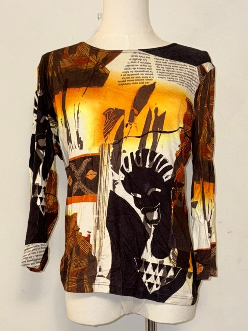 Y2K Tristano Onofri XL Abstract Collage Art Long Sleeve Top